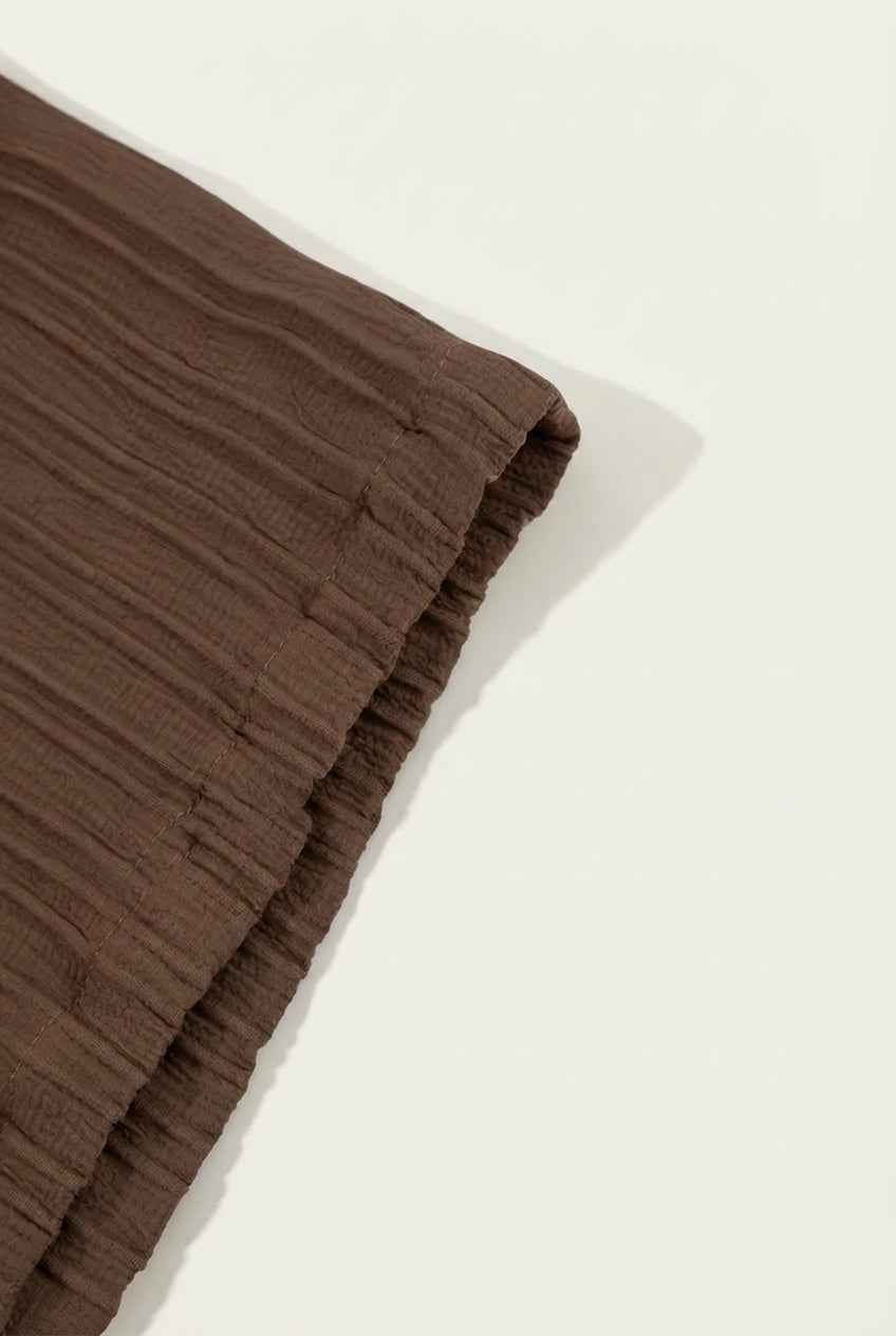 Linen Pleated Summer Set – Espresso Brown