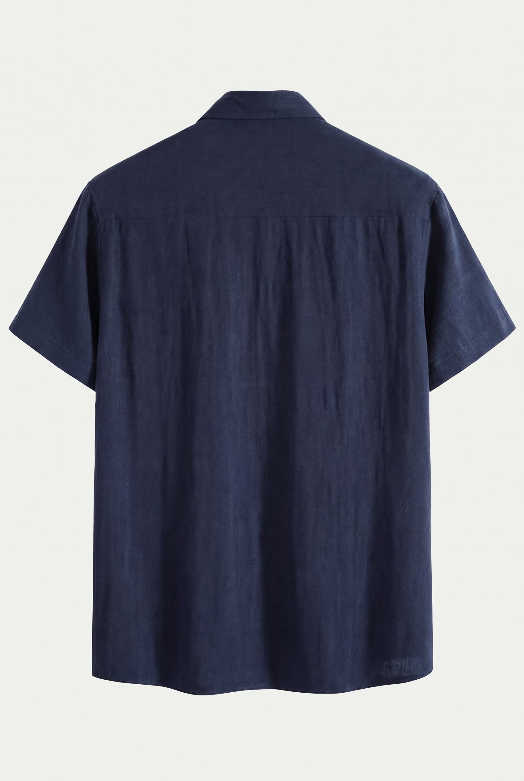 Linen Rayon Blend Button Up Shirt Navy