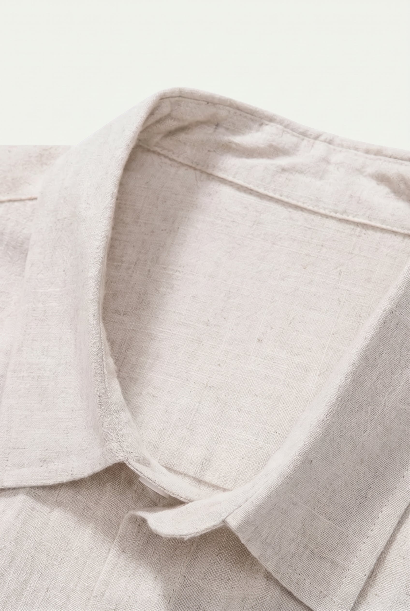 Linen Rayon Blend Up Shirt & Straight Leg Linen Pants Beige