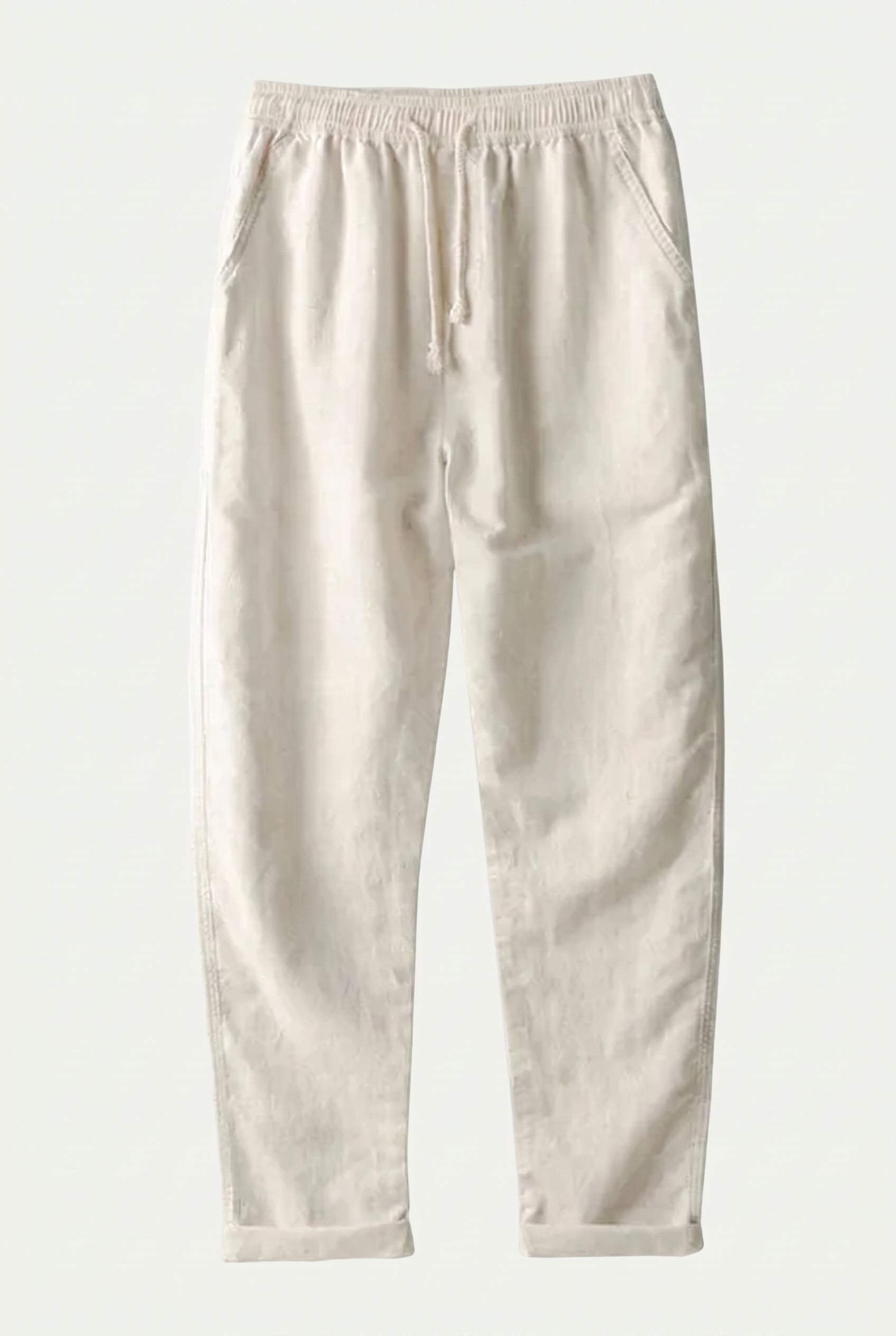 Linen Rayon Blend Up Shirt & Straight Leg Linen Pants Darkgreen