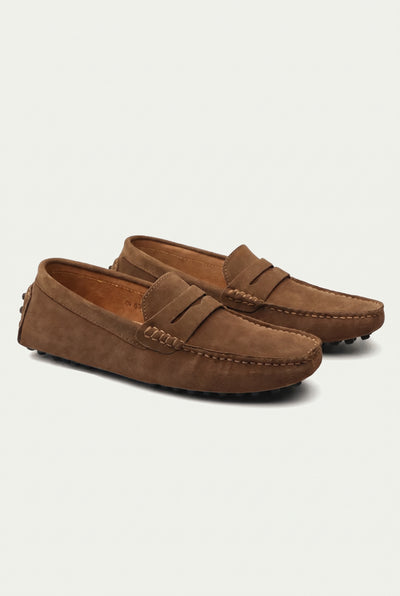 Suede Driver Loafers Brown