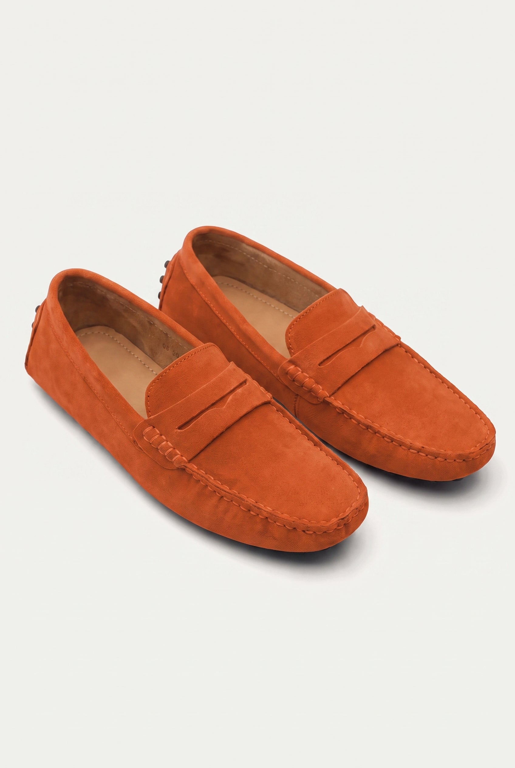 Suede Driver Loafers Orange