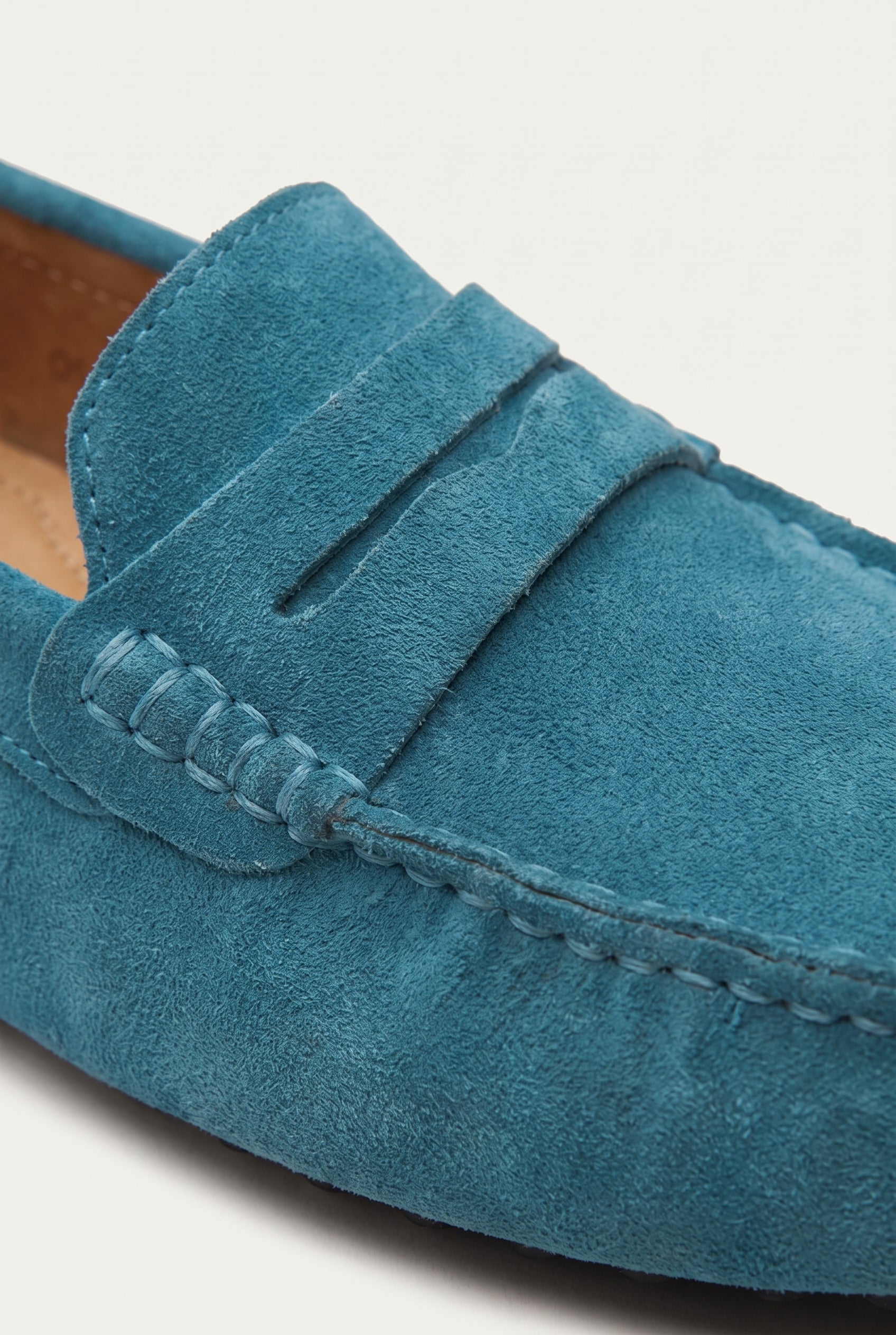 Suede Driver Loafers Turquoise