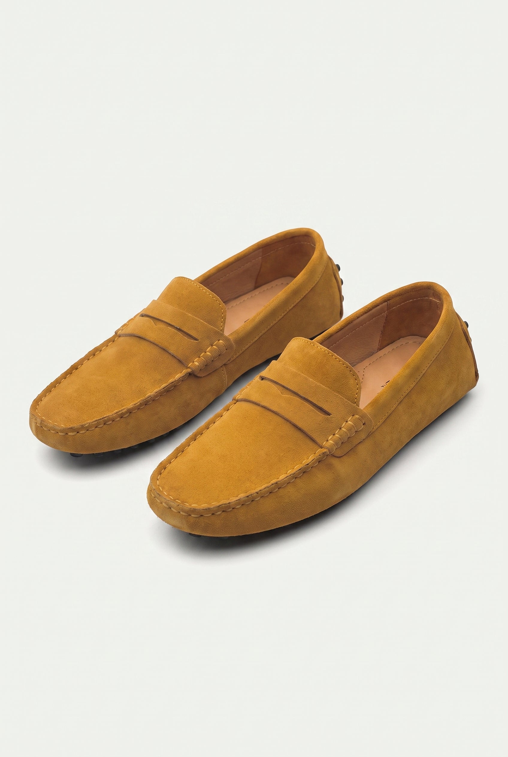 Suede Driver Loafers Caramel