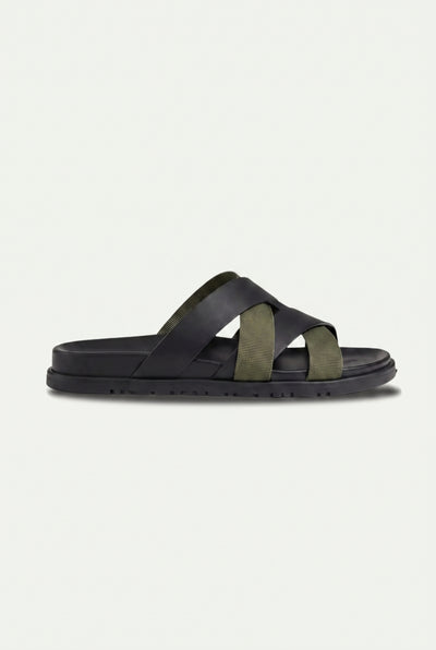 Mirsiani Leather Sandal Black Olive