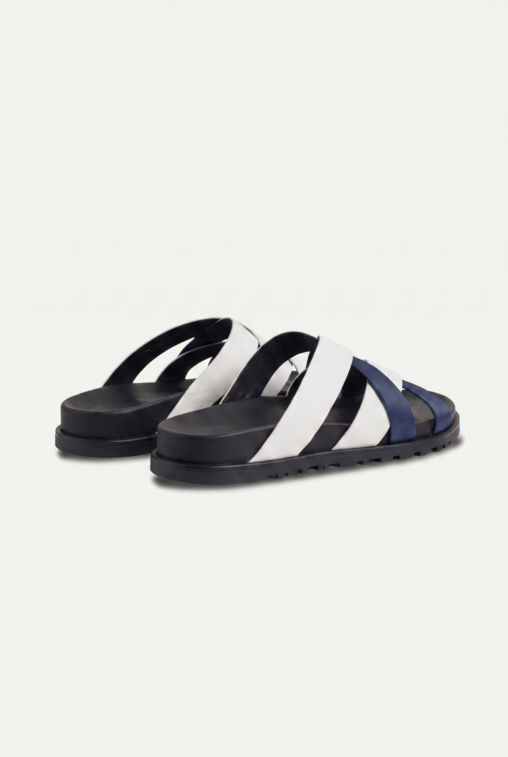 Mirsiani Leather Sandal White Navy