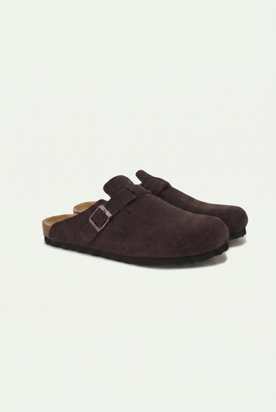 Old Money Suede Clogs Brown
