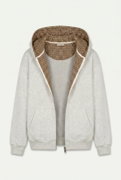 Lined Zip Hoodie Sweater Grey