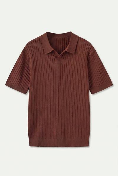 Premium Ribbed Polo Brown