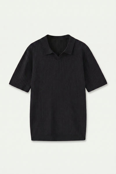 Premium Ribbed Polo Black