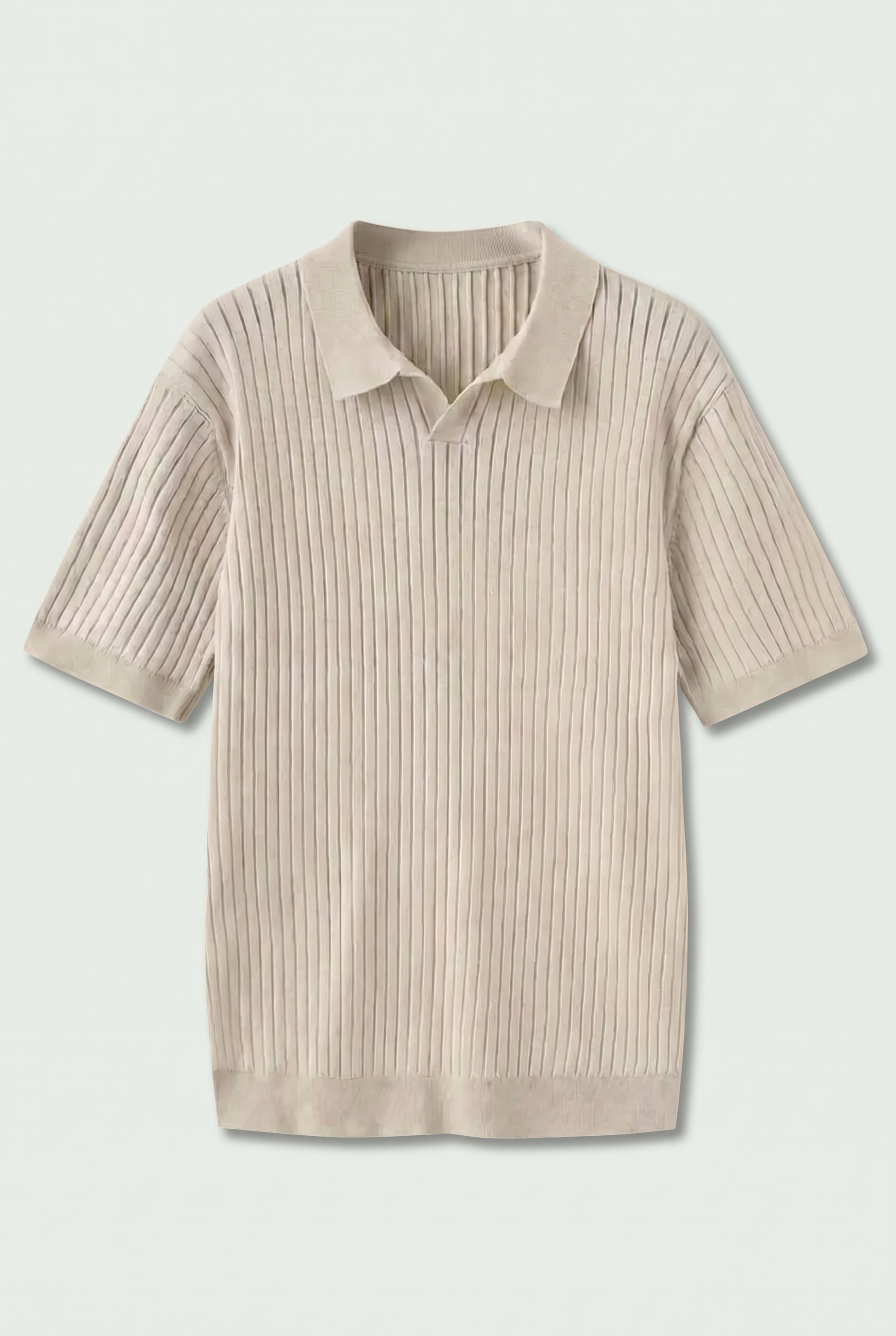 Premium Ribbed Polo Beige