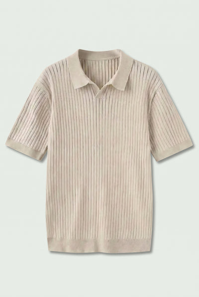 Premium Ribbed Polo Beige