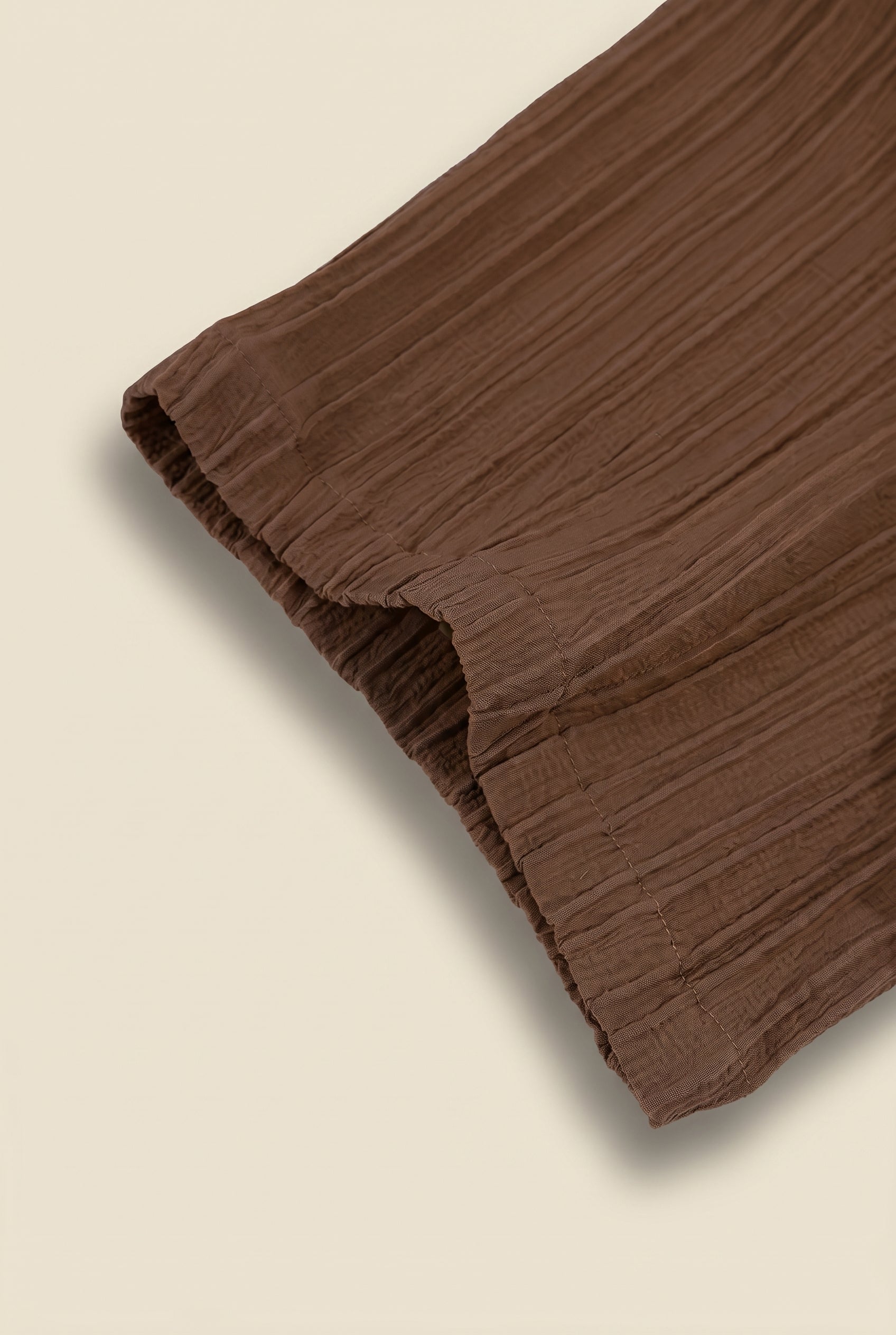 Linen Pleated Summer Set – Espresso Brown
