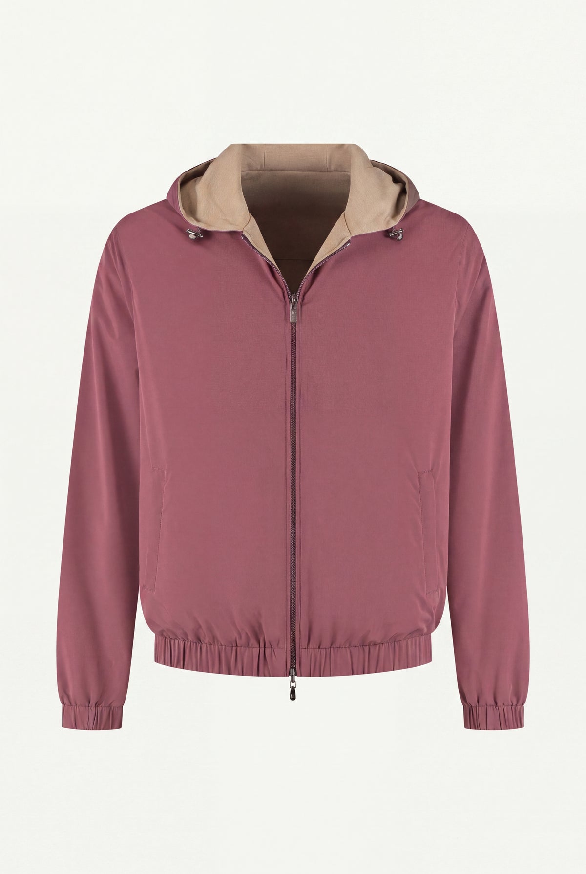 Reversible Hooded Wool City Jacket Burgundy