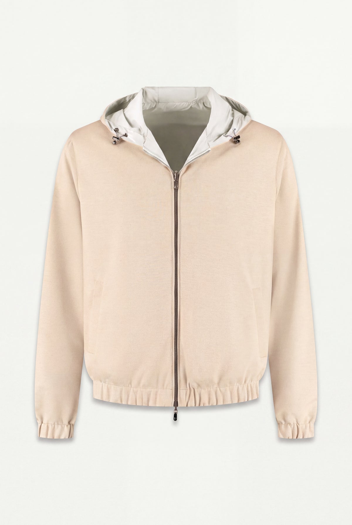 Reversible Hooded Wool City Jacket Creme/White