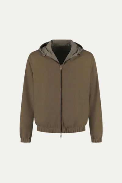 Reversible Hooded Wool City Jacket Green/Olive