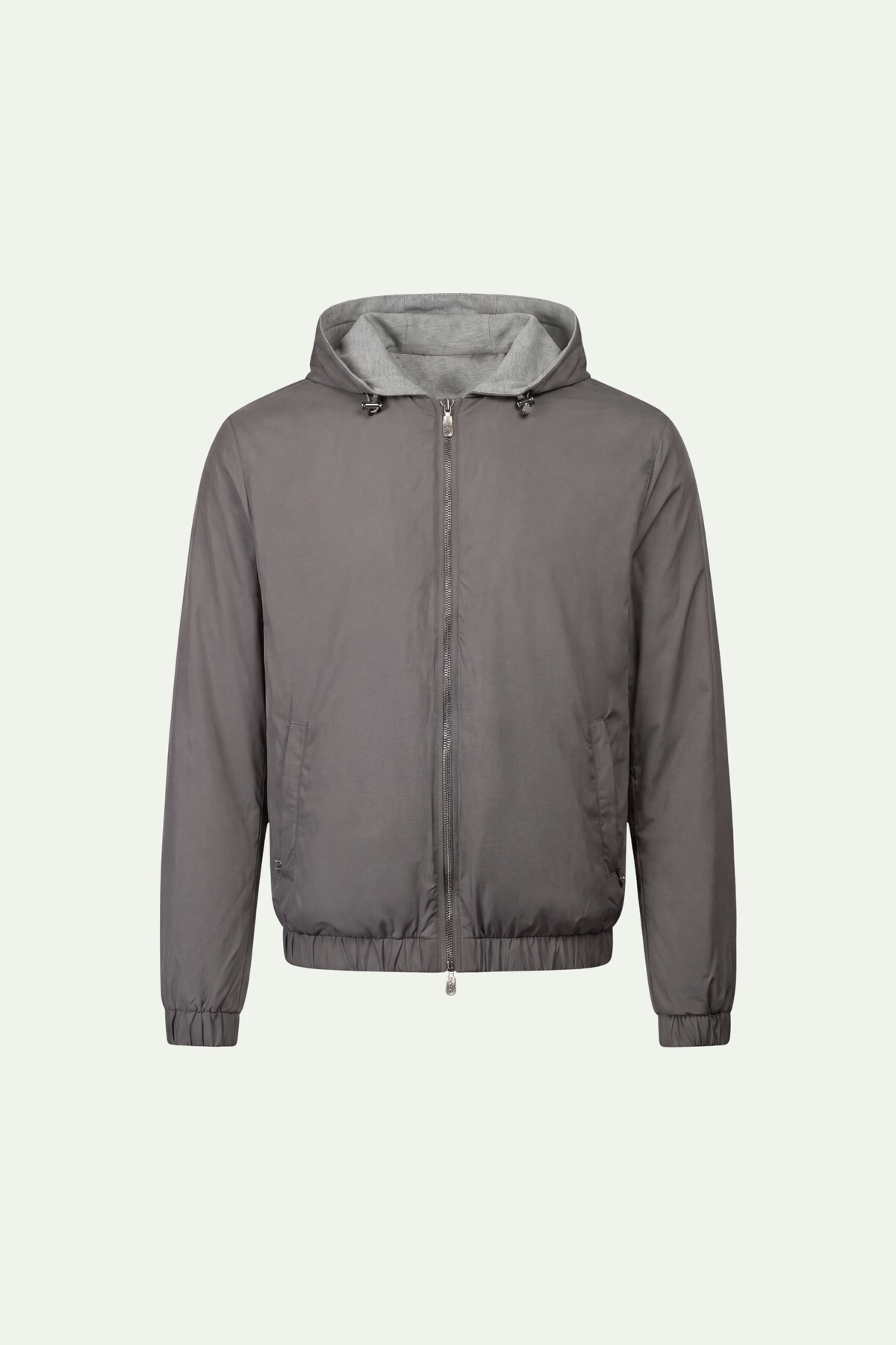 Reversible Hooded Wool City Jacket Grey