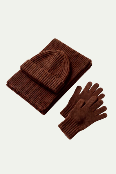 Brown Merino Wool Winter Set