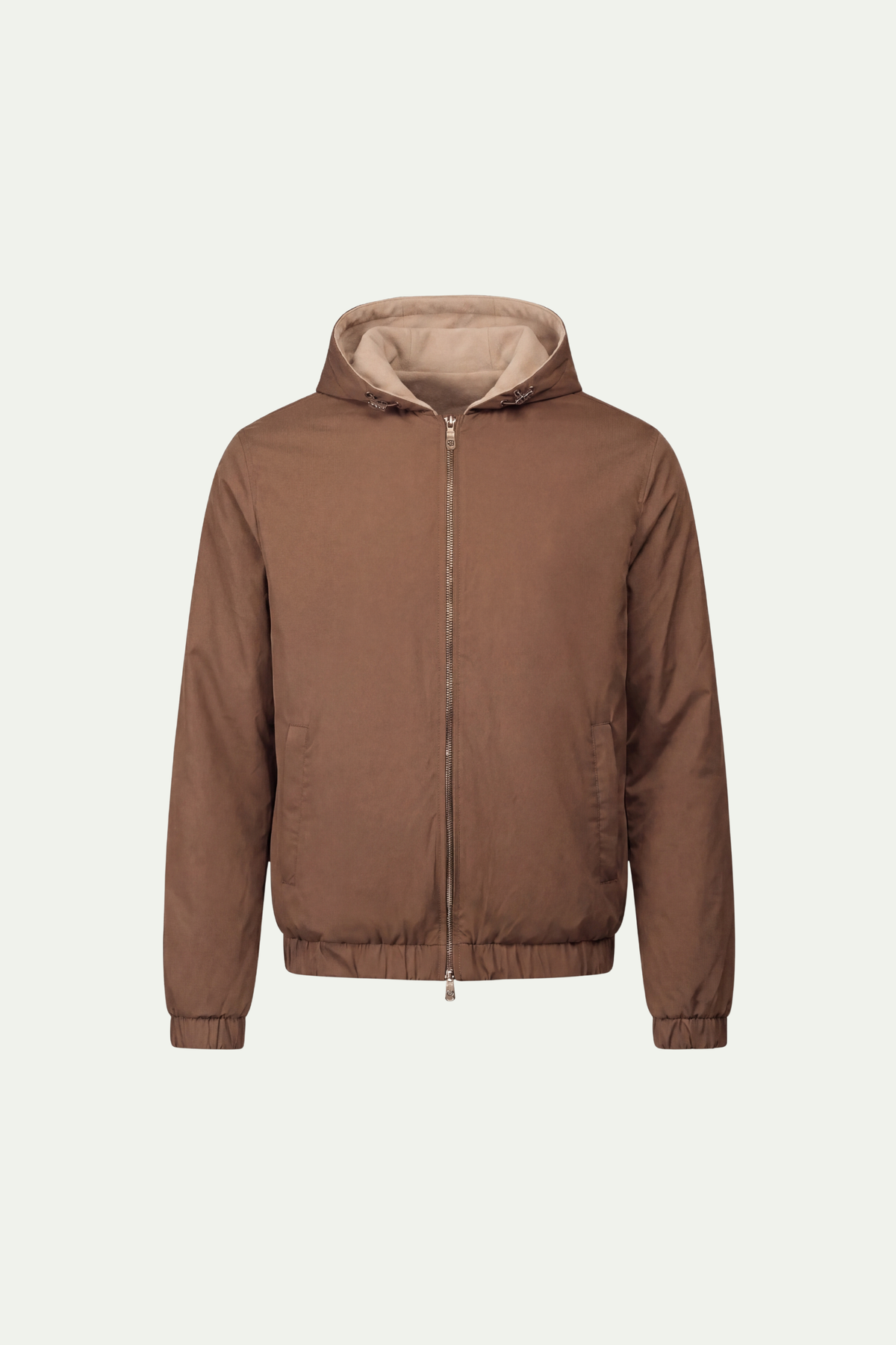 Reversible Hooded Wool City Jacket Beige