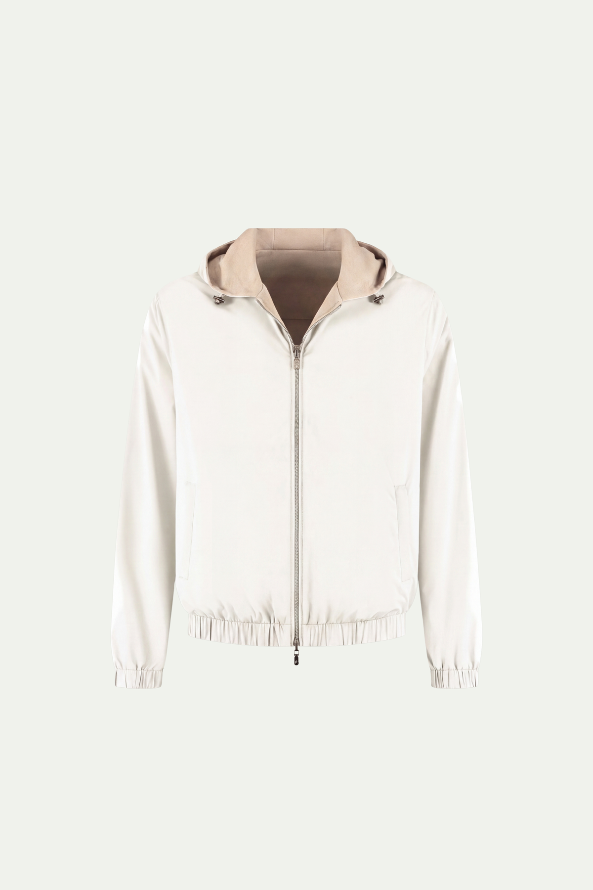 Reversible Hooded Wool City Jacket Creme/White
