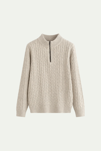 Mirsino Knit Quarter Zip Beige