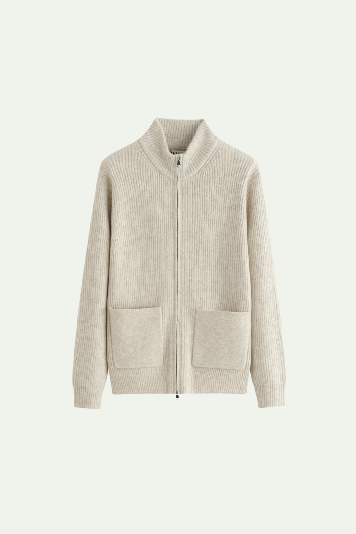 Mirsino Rib Knit Zip Cardigan Creme
