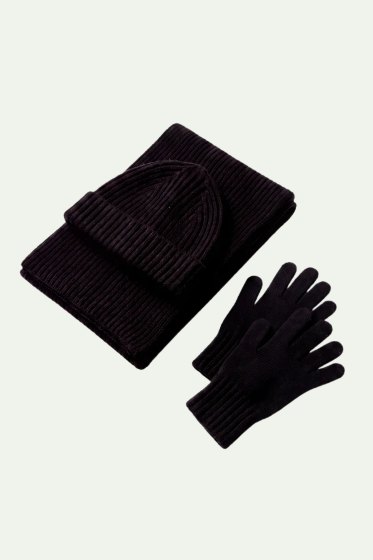 Black Merino Wool Winter Set