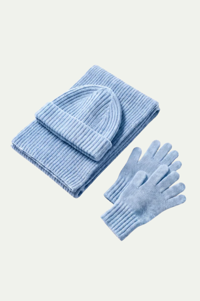 Light Blue Merino Wool Winter Set