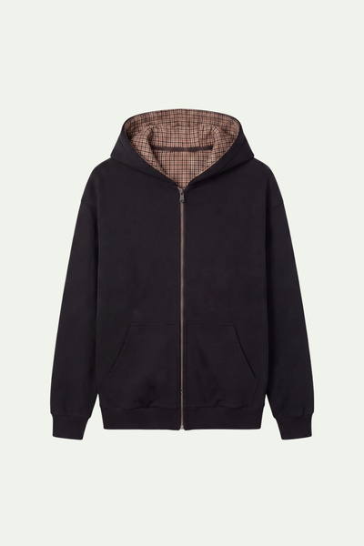 Lined Zip Hoodie Sweater Black