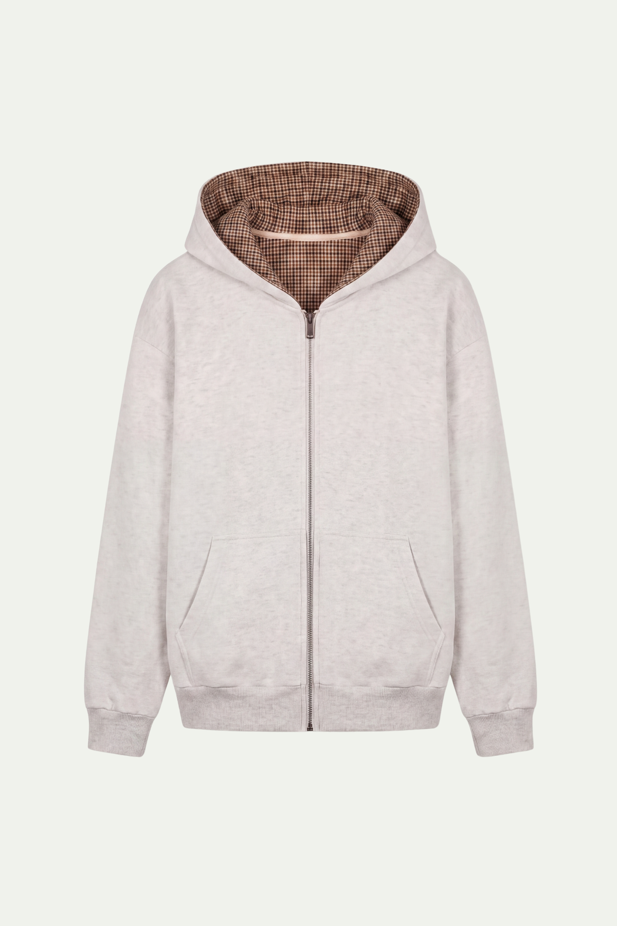 Lined Zip Hoodie Sweater Grey