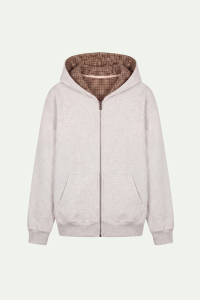 Lined Zip Hoodie Sweater Grey