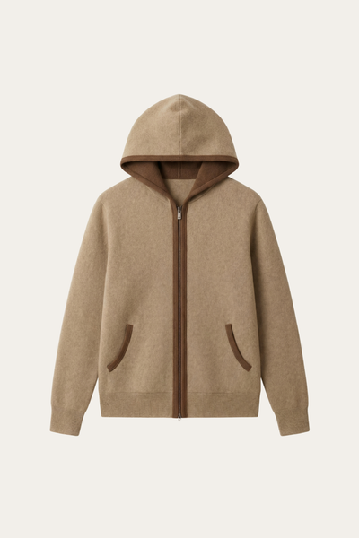Cashmere Hooded Cardigan Brown