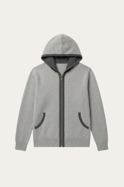 Cashmere Hooded Cardigan Grey