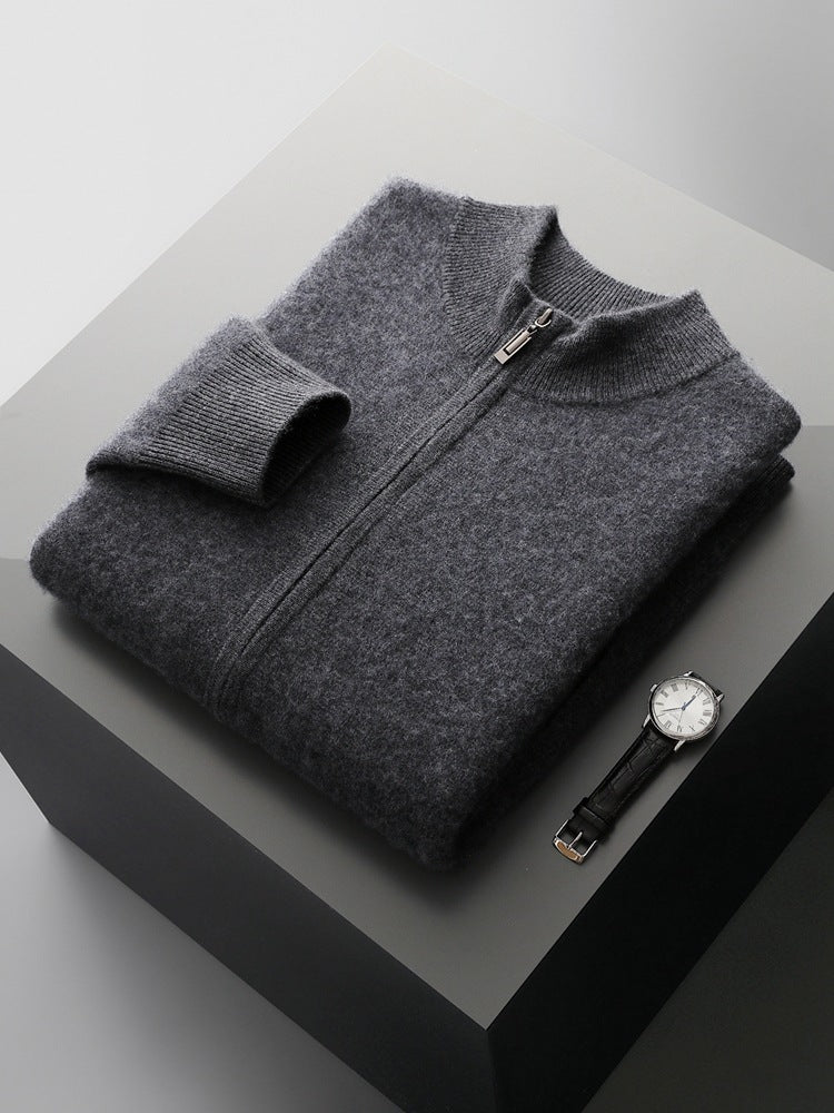 Premium Wool Zip Set - Charcoal Black