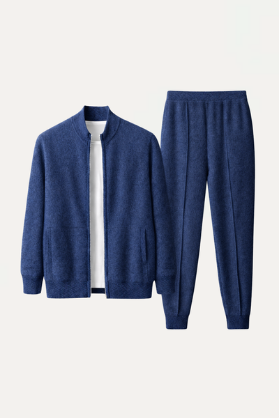 Premium Wool Zip Set - Cobalt Blue