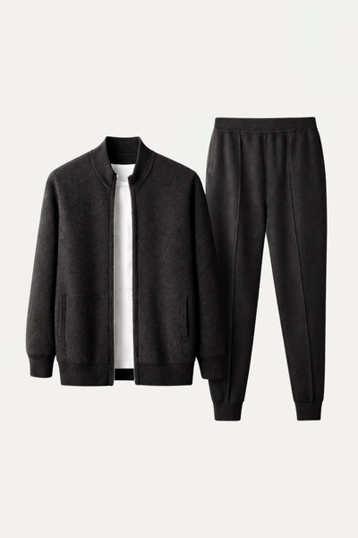 Premium Wool Zip Set - Charcoal Black