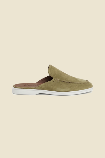 Yacht Loafer Suede Mule Olive