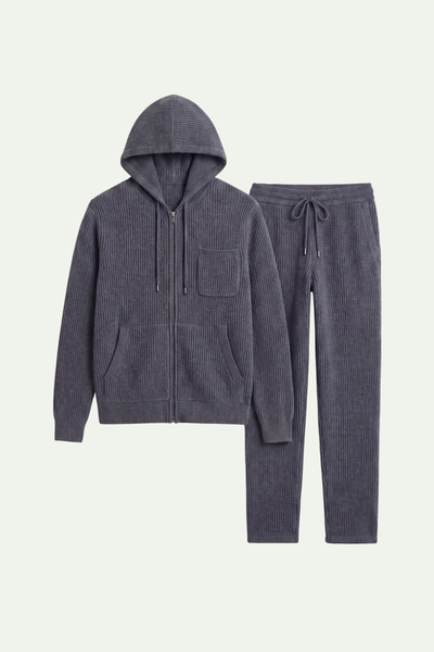 Elviro Cashmere Hooded Zip Set Blue