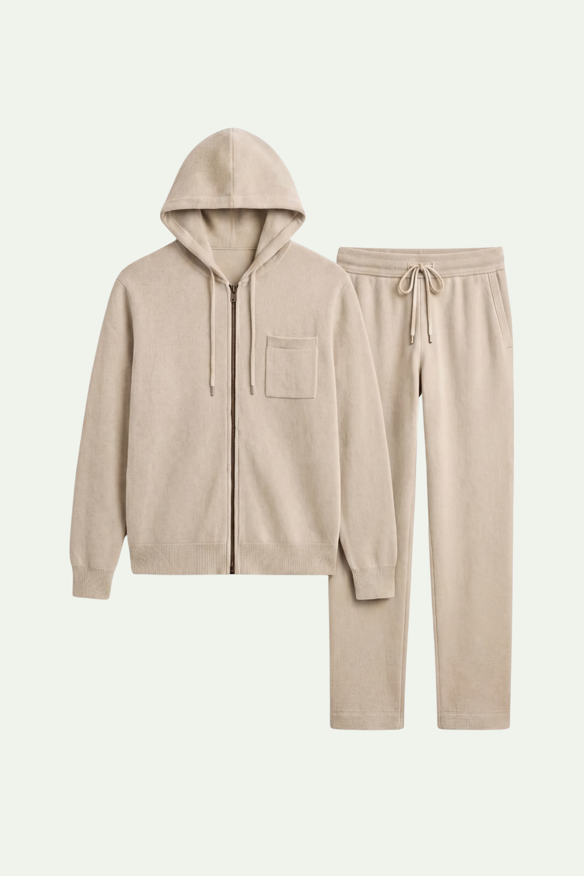 Elviro Cashmere Hooded Zip Set Cream