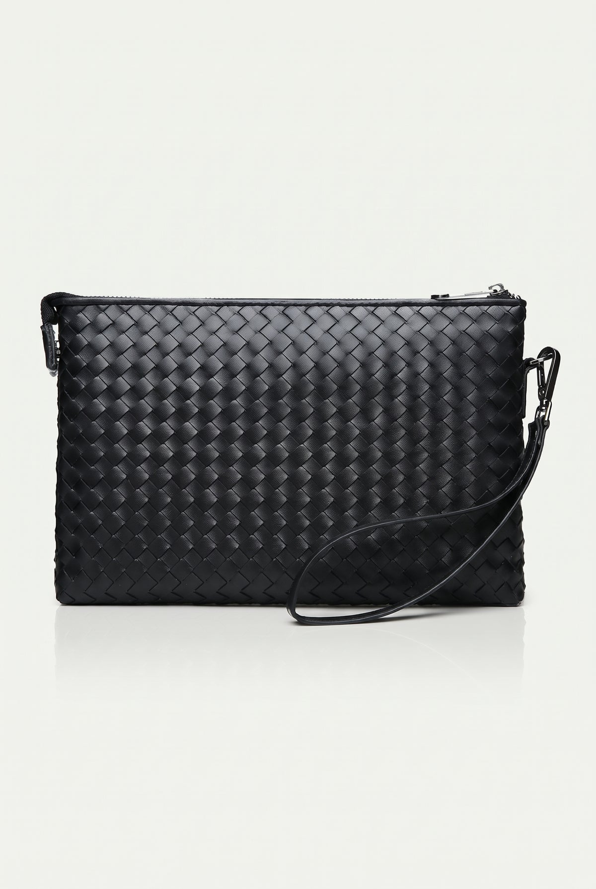 Mirsino Woven Leather Clutch - Black