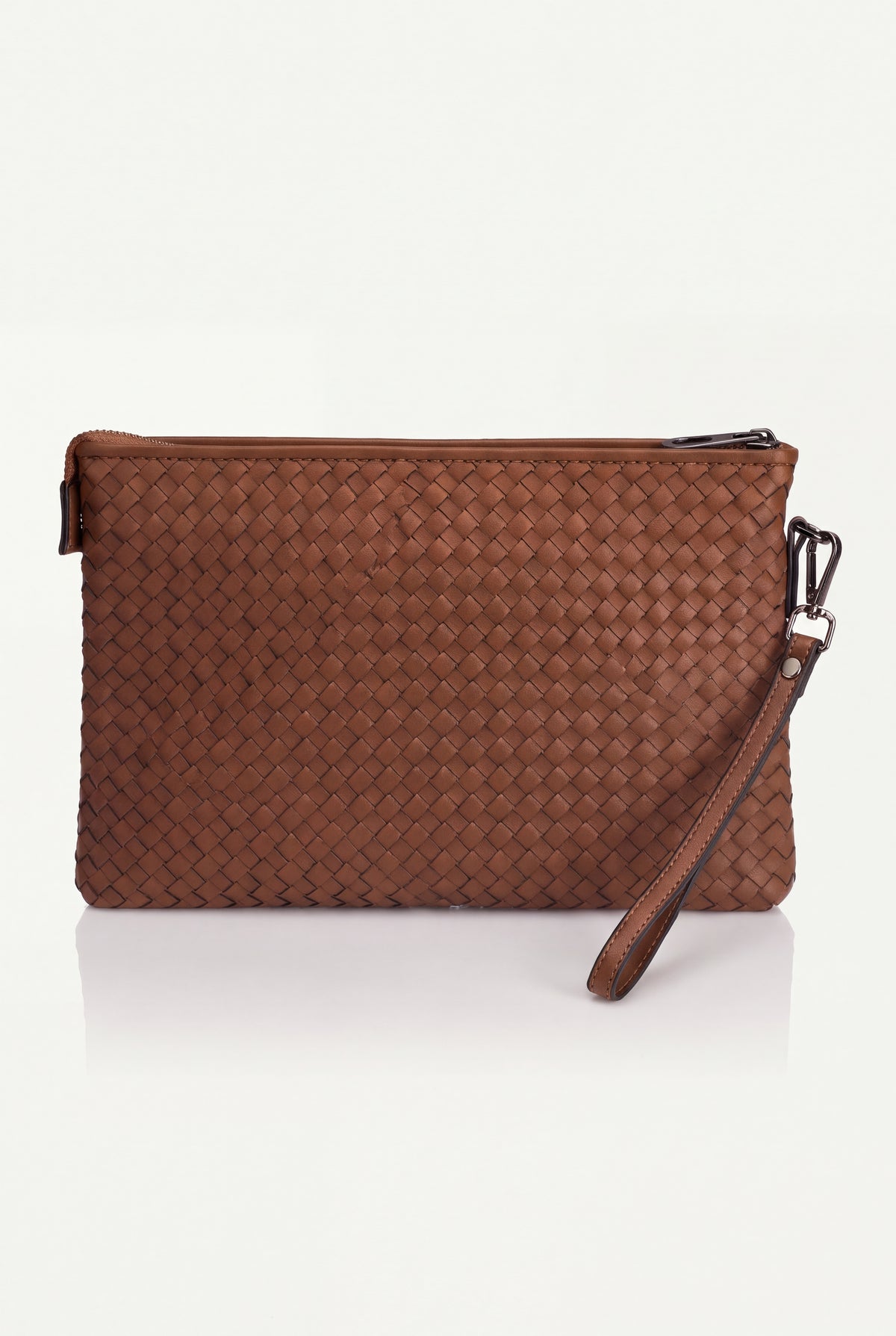 Mirsino Woven Leather Clutch - Brown