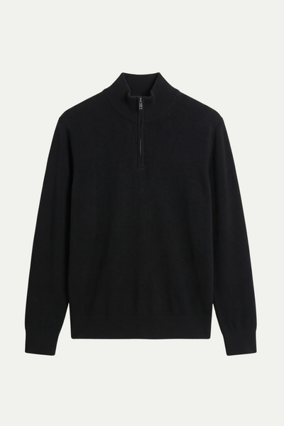Mirsino Finest Cashmere 1/4 Zip Jumper - Black