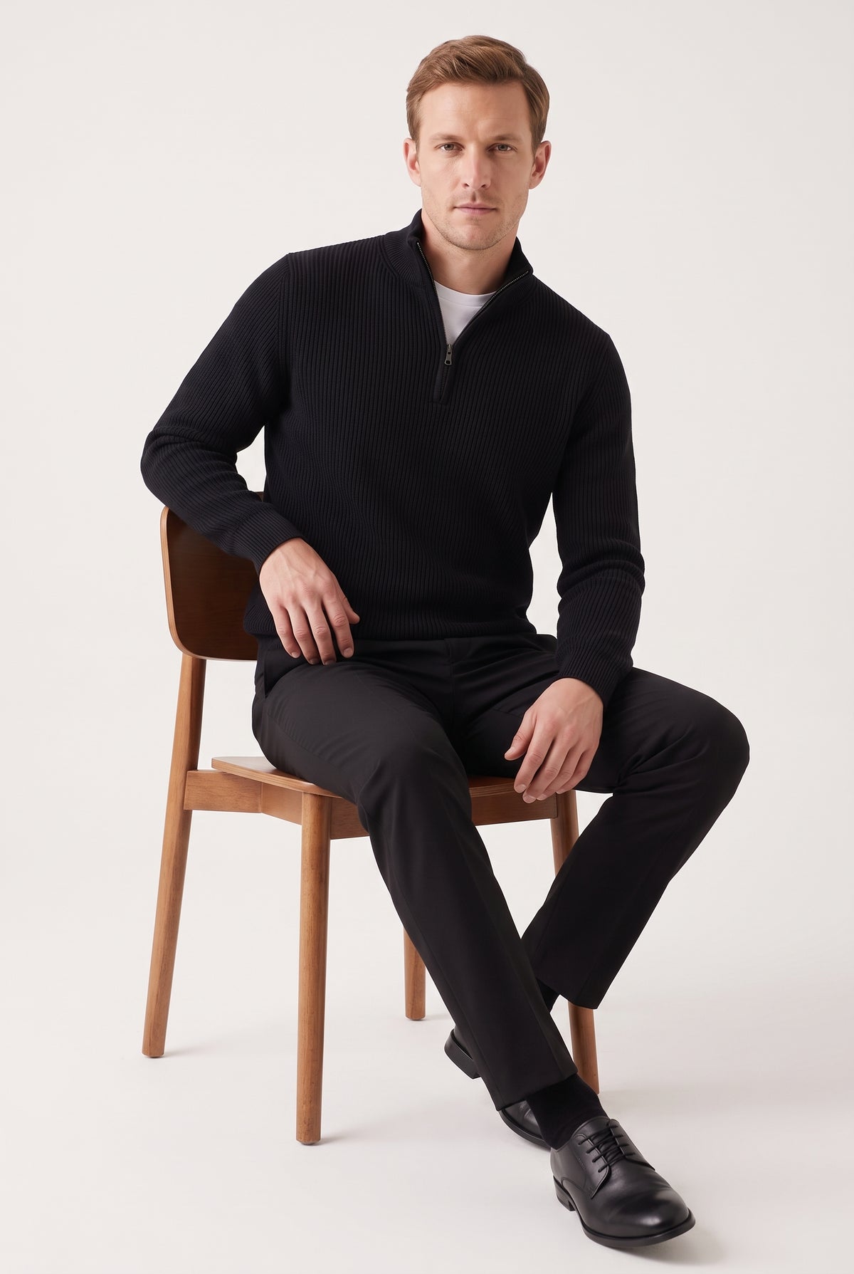 Mirsino Finest Cashmere 1/4 Zip Jumper - Black
