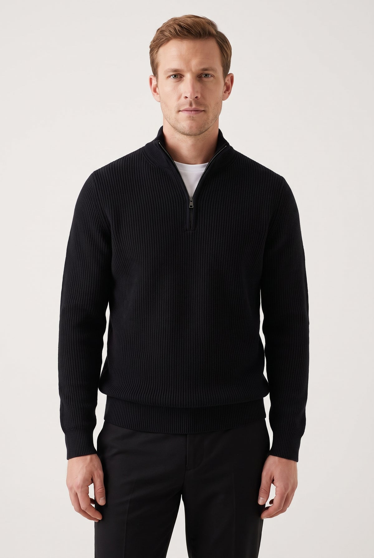 Mirsino Finest Cashmere 1/4 Zip Jumper - Black