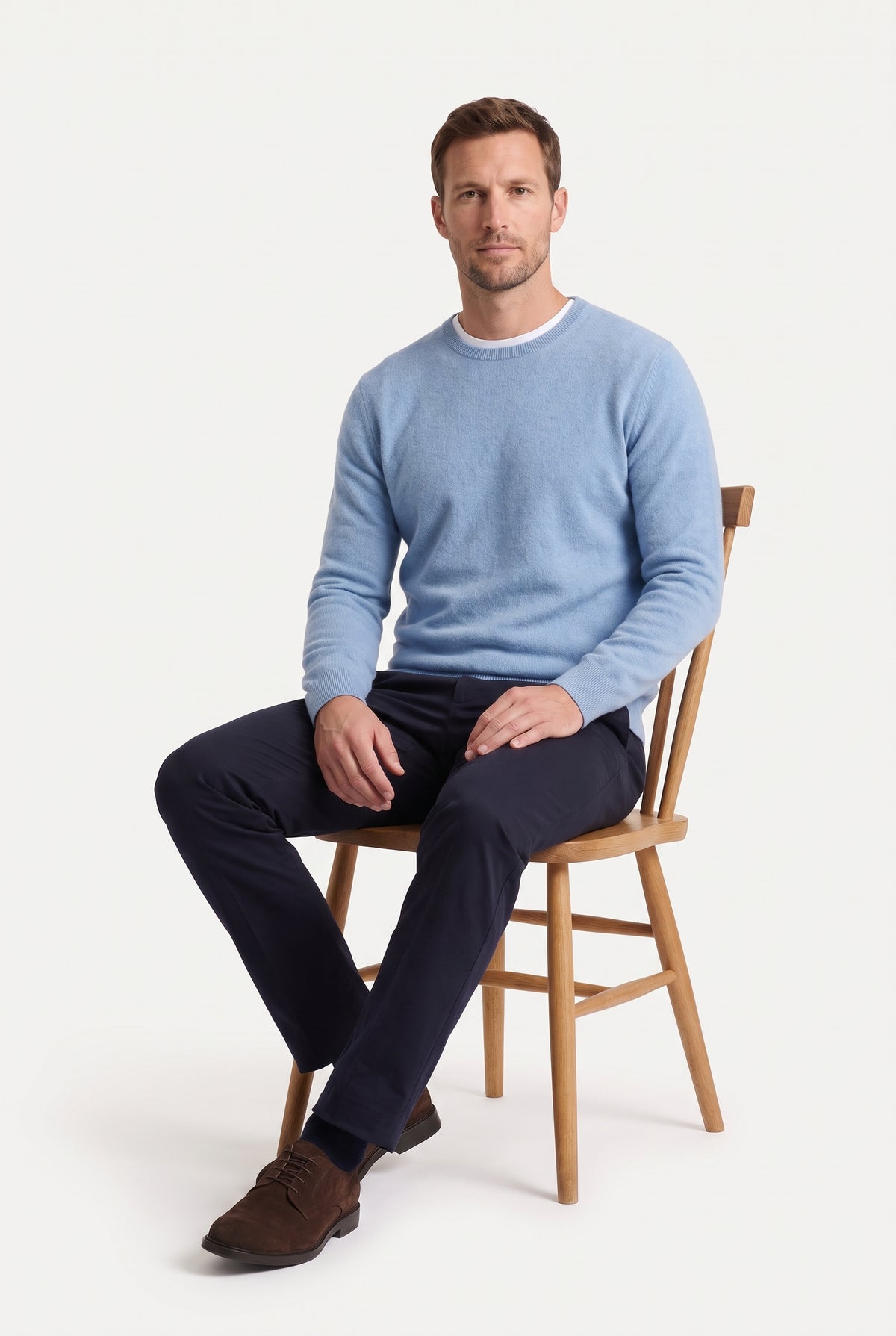 Mirsino Cashmere Crewneck Jumper Blue
