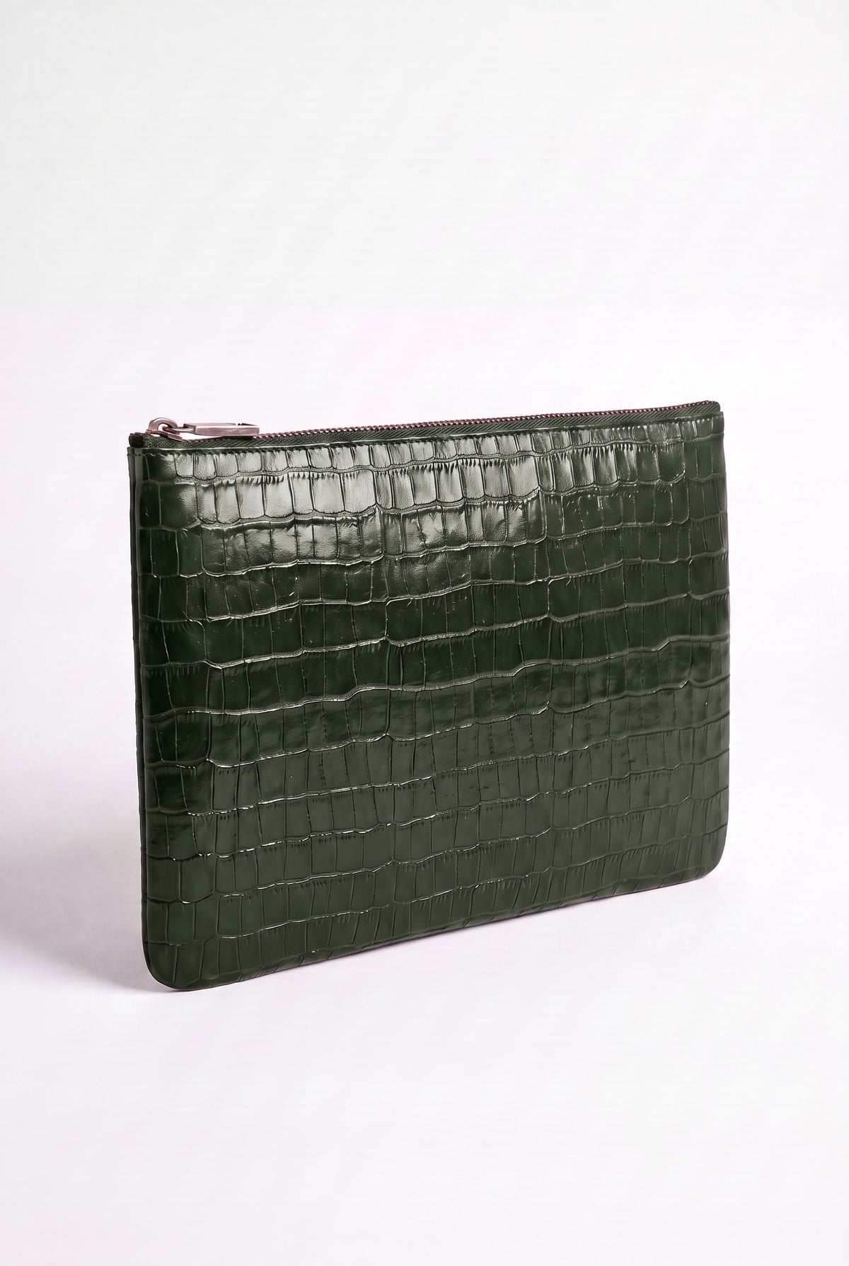 Mirsino Crocodile Embossed Pouch | Green