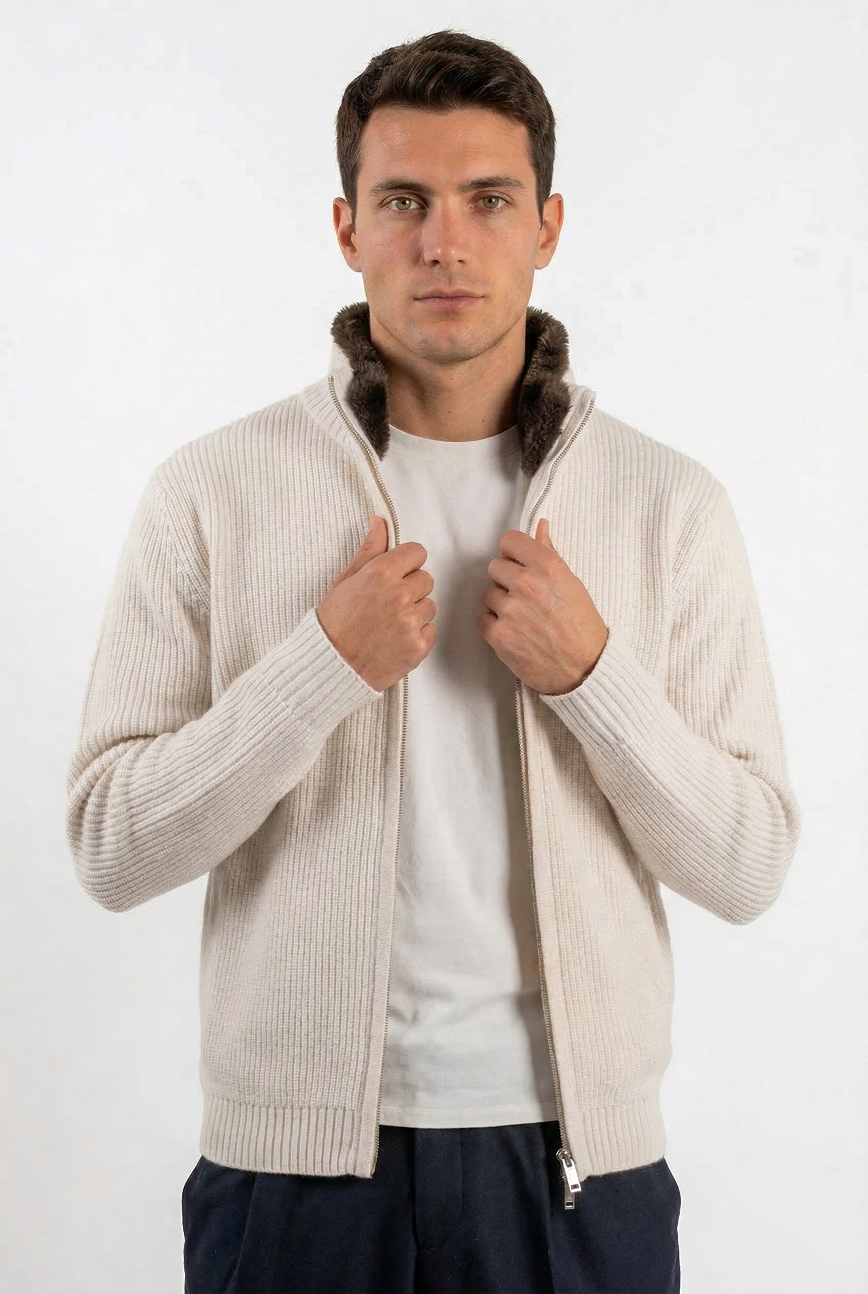 Fur Collar Wool Blouson | Beige