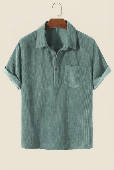 Corduroy Solid Short Sleeve Green