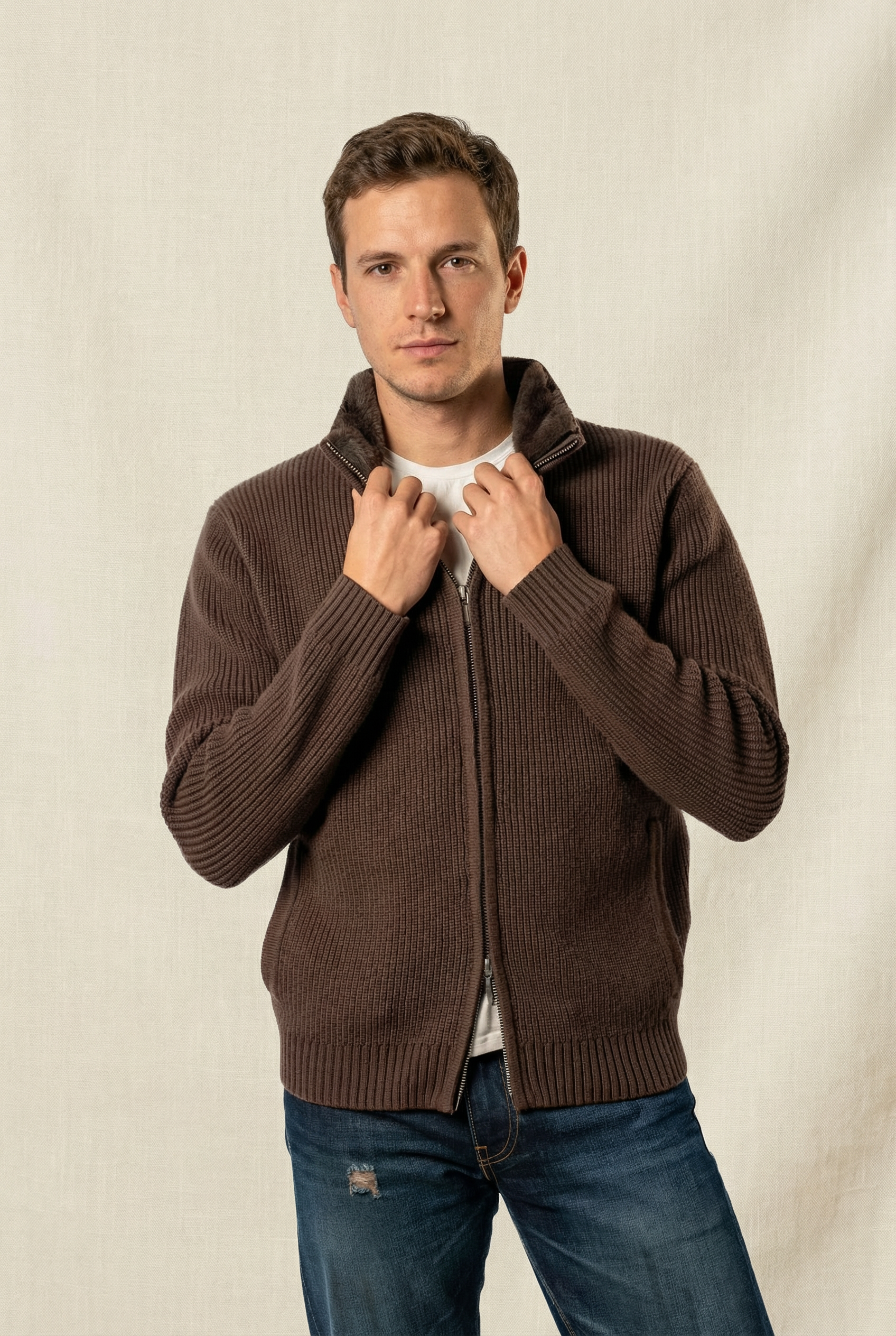 Fur Collar Wool Blouson | Brown