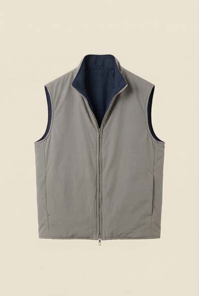 Reversible Wool Gilet Navy/Grey